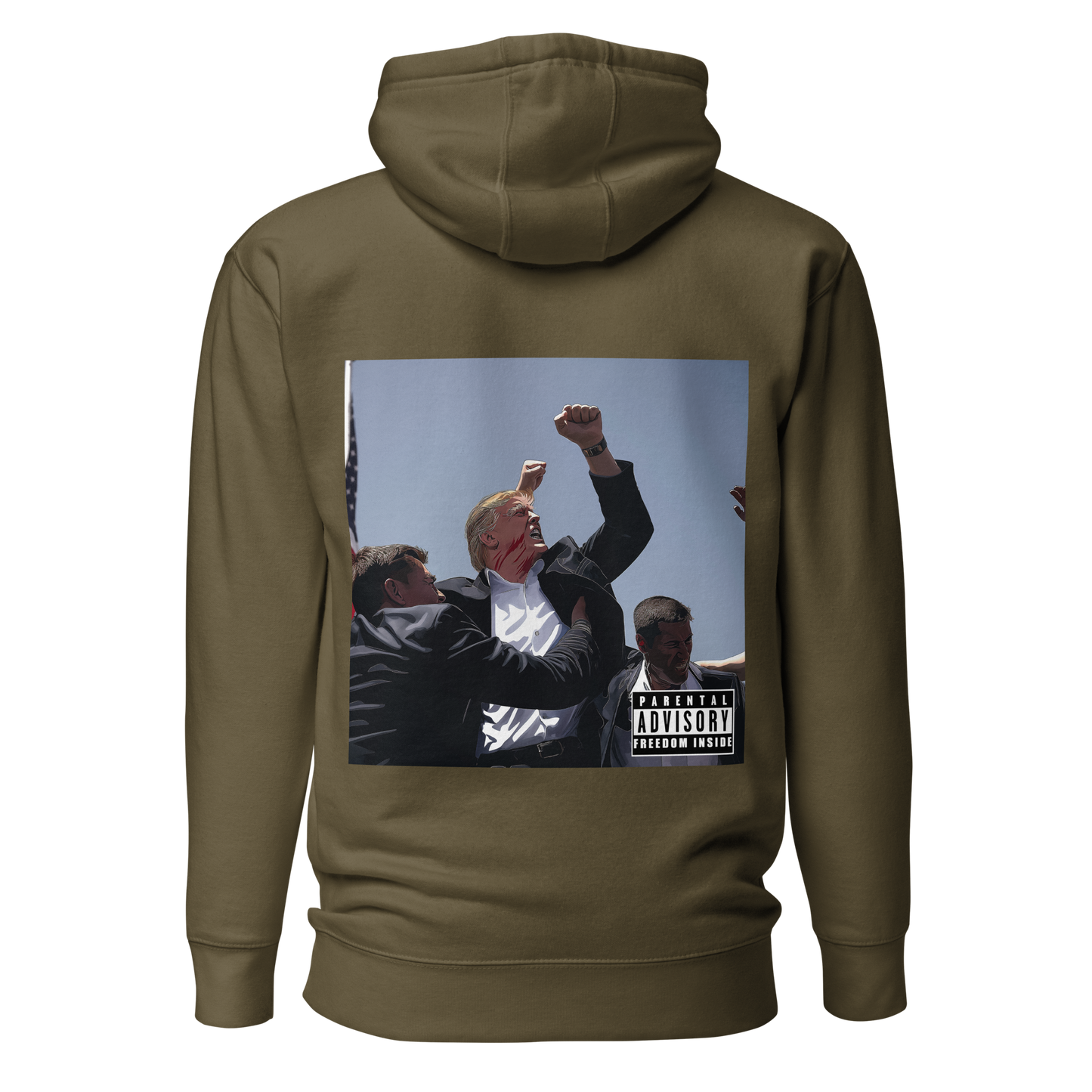 "Parental Advisory Freedom Inside" and "Original Album Art" Back Premium Hoodie (Unisex)