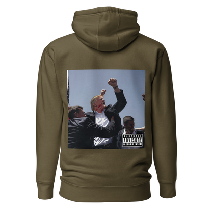 "Parental Advisory Freedom Inside" and "Original Album Art" Back Premium Hoodie (Unisex)