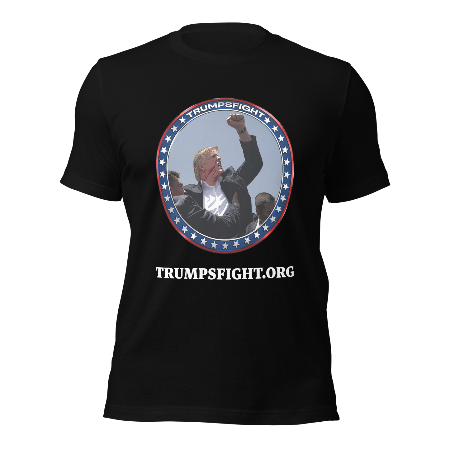 "TrumpsFight Coin" Font and Back Premium T-Shirt (unisex)